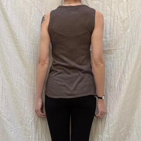 Brown Silk Knit Sleeveless Top Chicos Small Boho Coquette Whimsygoth Lightweight - Picture 3 of 8